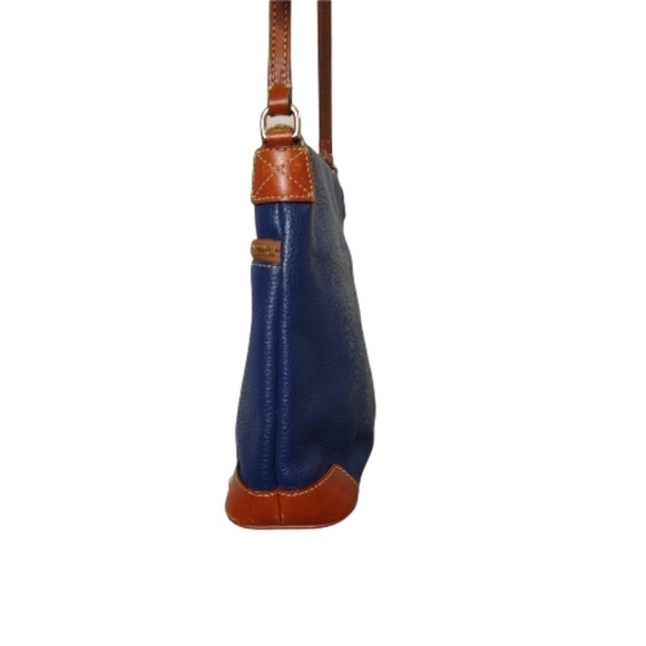 Dooney & Bourke Crossbody Bag Navy Blue Brown Pebbled Leather Adjustable - Picture 4 of 15